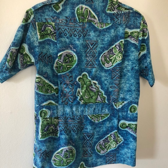 * SOLD* VINTAGE Kai Nani Barkcloth Aloha Shirt - Picture 3 of 6